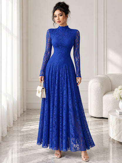 Women’s Elegant Floral Lace Long Sleeve Maxi Dress