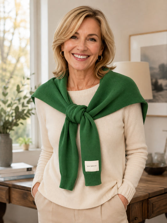 Pre-Tied Knotted Sweater Shoulder Wrap