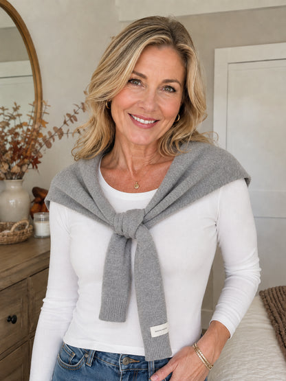 Pre-Tied Knotted Sweater Shoulder Wrap