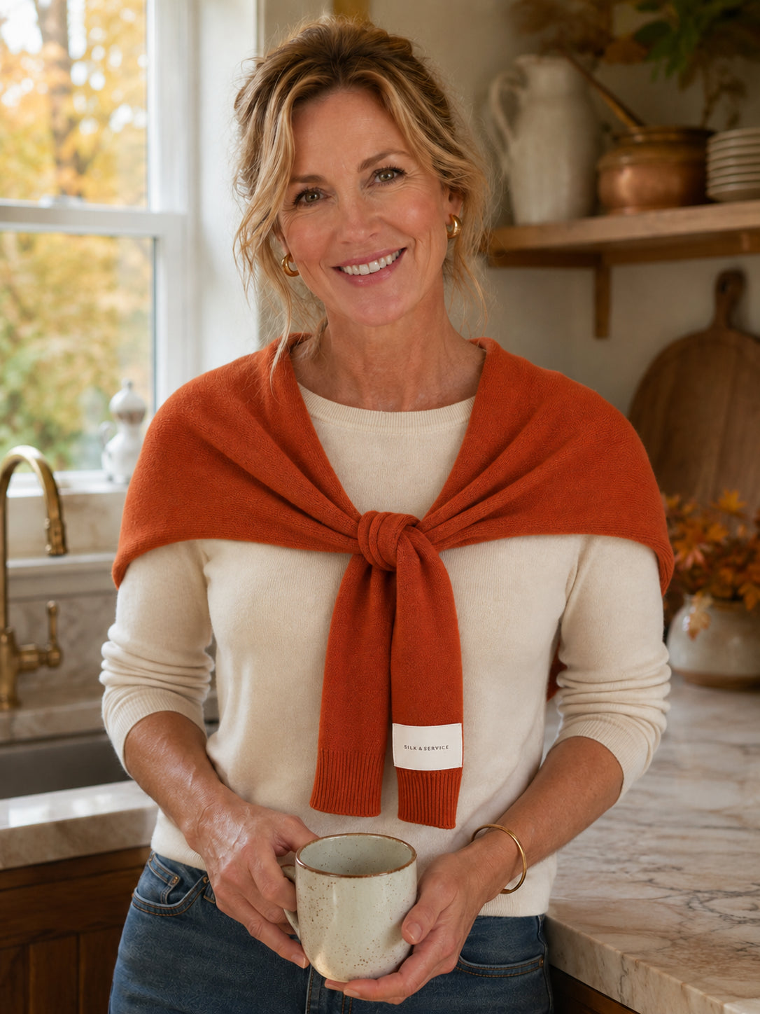Pre-Tied Knotted Sweater Shoulder Wrap