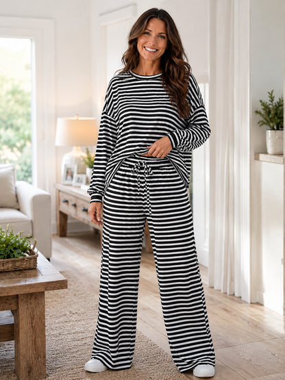 Women's Striped Wide-Leg casual Set