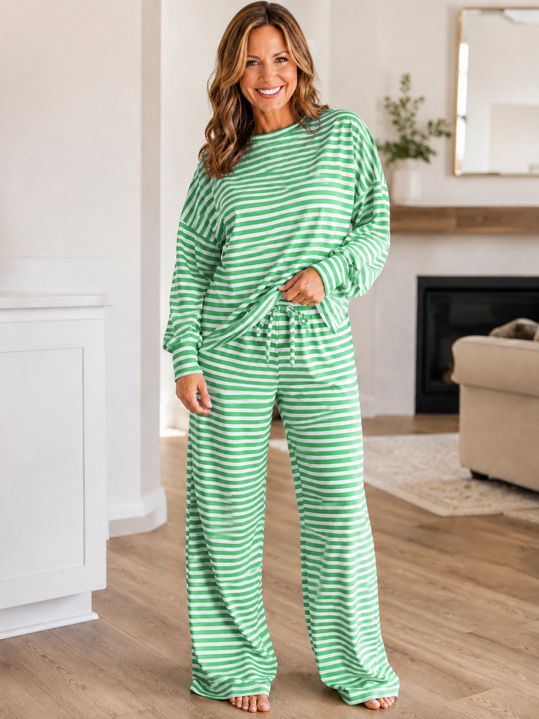Women's Striped Wide-Leg casual Set