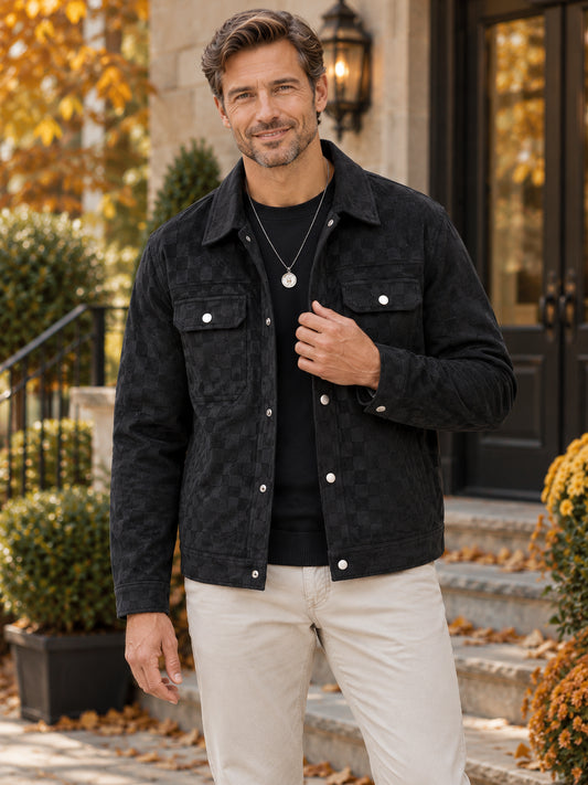Men's Textured Suede Quilted Jacket