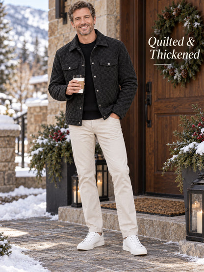 Men's Textured Suede Quilted Jacket