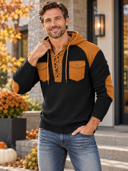 Men’s Waffle-Knit Hooded Pullover