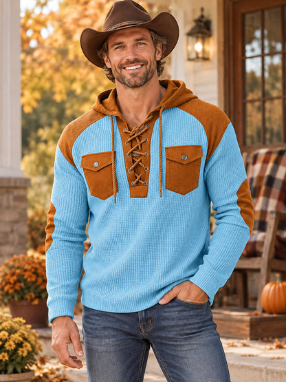 Men’s Waffle-Knit Hooded Pullover