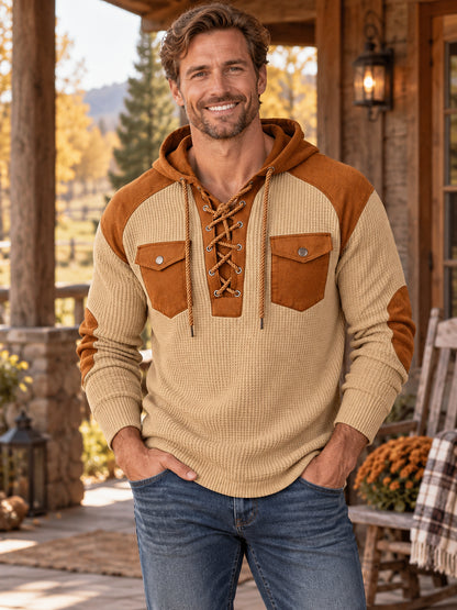 Men’s Waffle-Knit Hooded Pullover