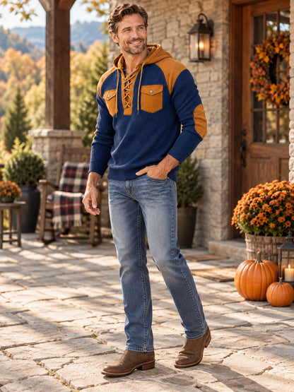 Men’s Waffle-Knit Hooded Pullover