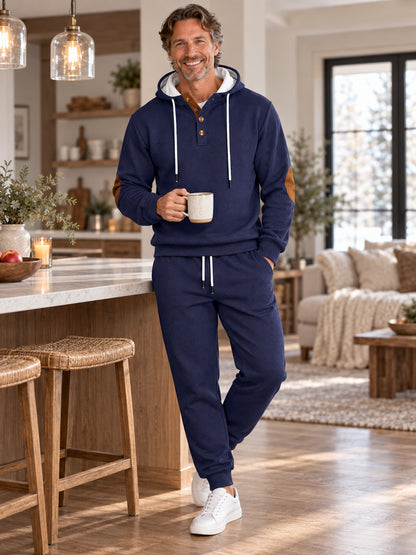 Men’s Geometric Textured Hoodie & Jogger 2-Piece Set