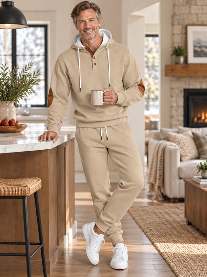 Men’s Geometric Textured Hoodie & Jogger 2-Piece Set