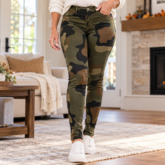 Women's High Waist Camo Skinny Pants