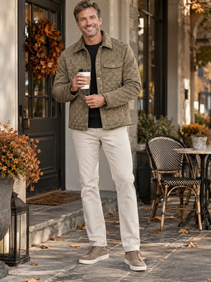 Men's Textured Suede Quilted Jacket