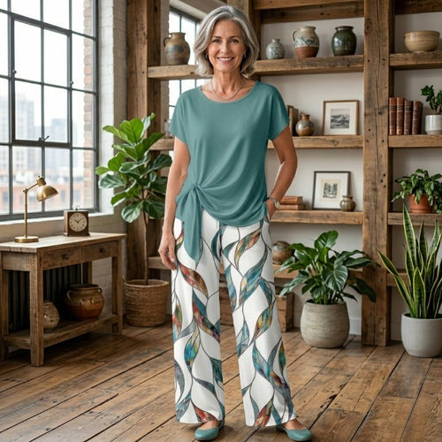 ✨Women's Casual Printed Shirt & Straight Pants Set