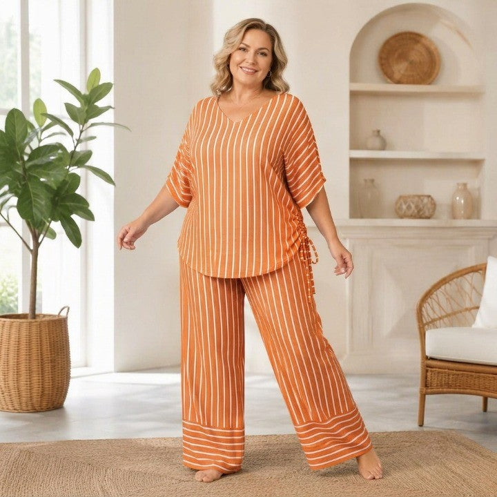 Women's Striped V-Neck Set