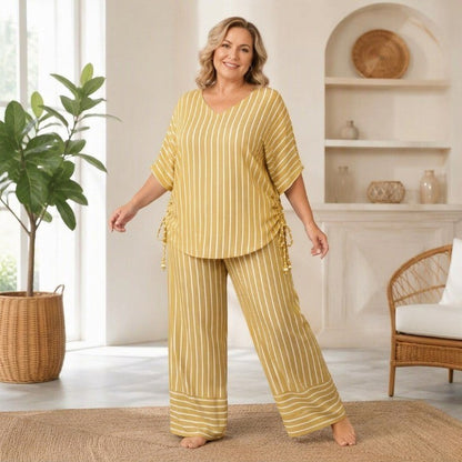 Women's Striped V-Neck Set