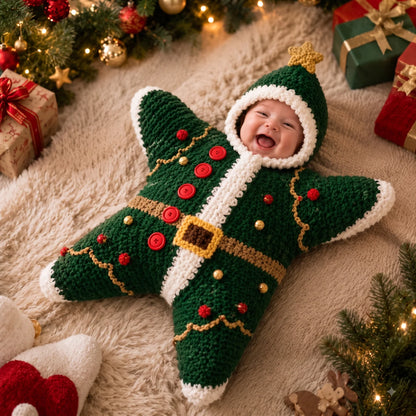 Christmas Star Baby Knitted Romper