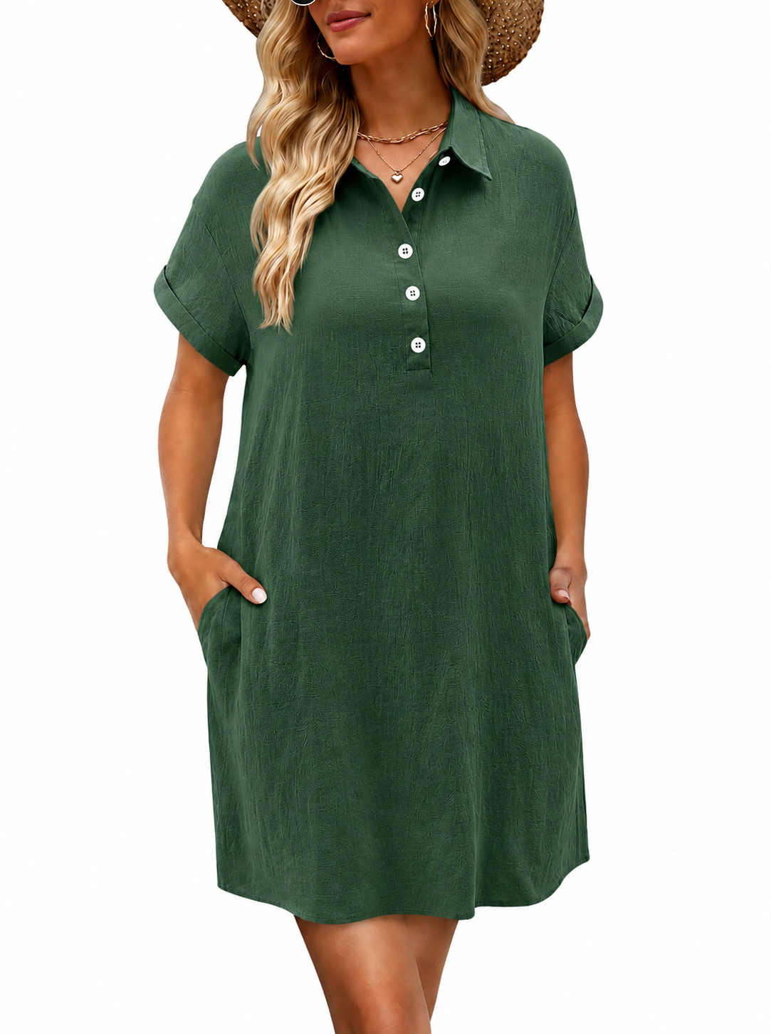 👗Breezy Cotton Shirt Dress for Effortless Summer Style