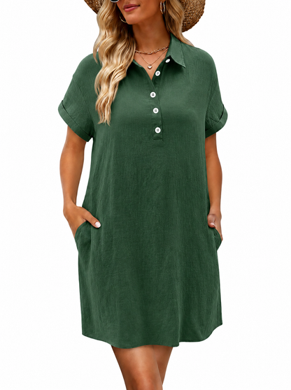 👗Breezy Cotton Shirt Dress for Effortless Summer Style