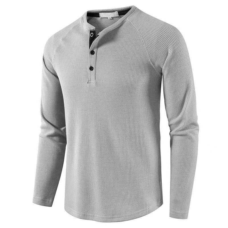 Men's Textured Henley Long Sleeve Shirt