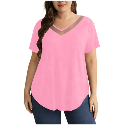 Women's Plus Size  Lace Splicing Fashion T-Shirt