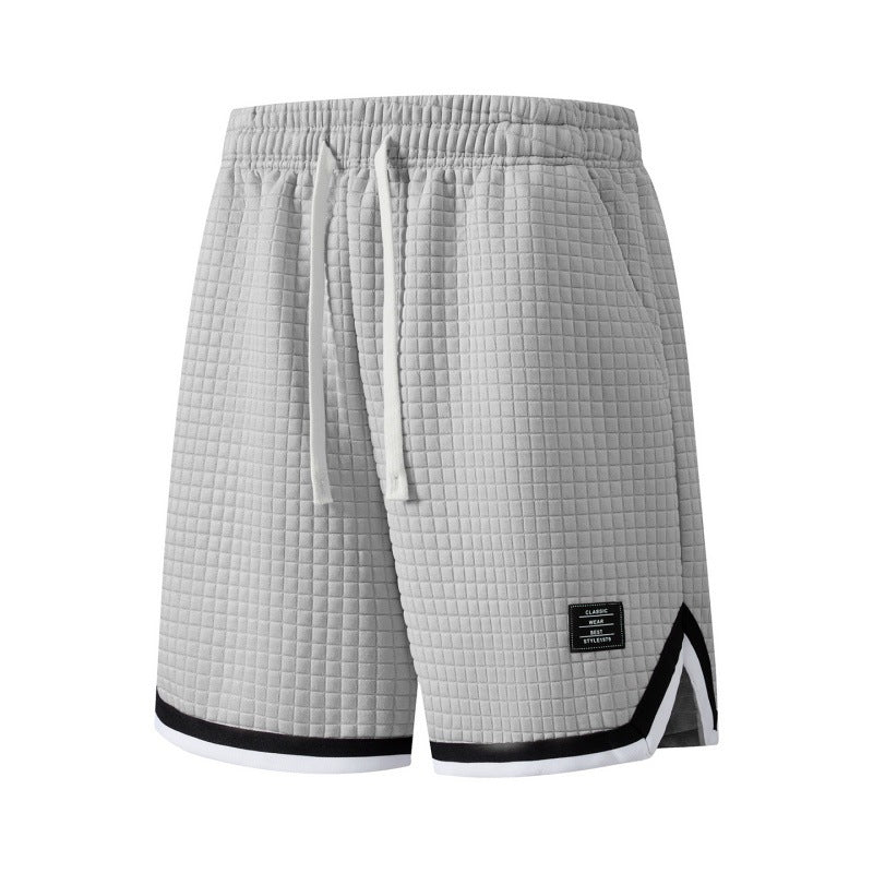 Men's Plus Size Waffle Grid Knit Shorts with Trim Detail