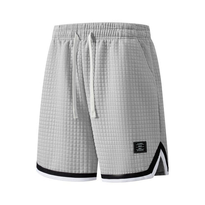 Men's Plus Size Waffle Grid Knit Shorts with Trim Detail