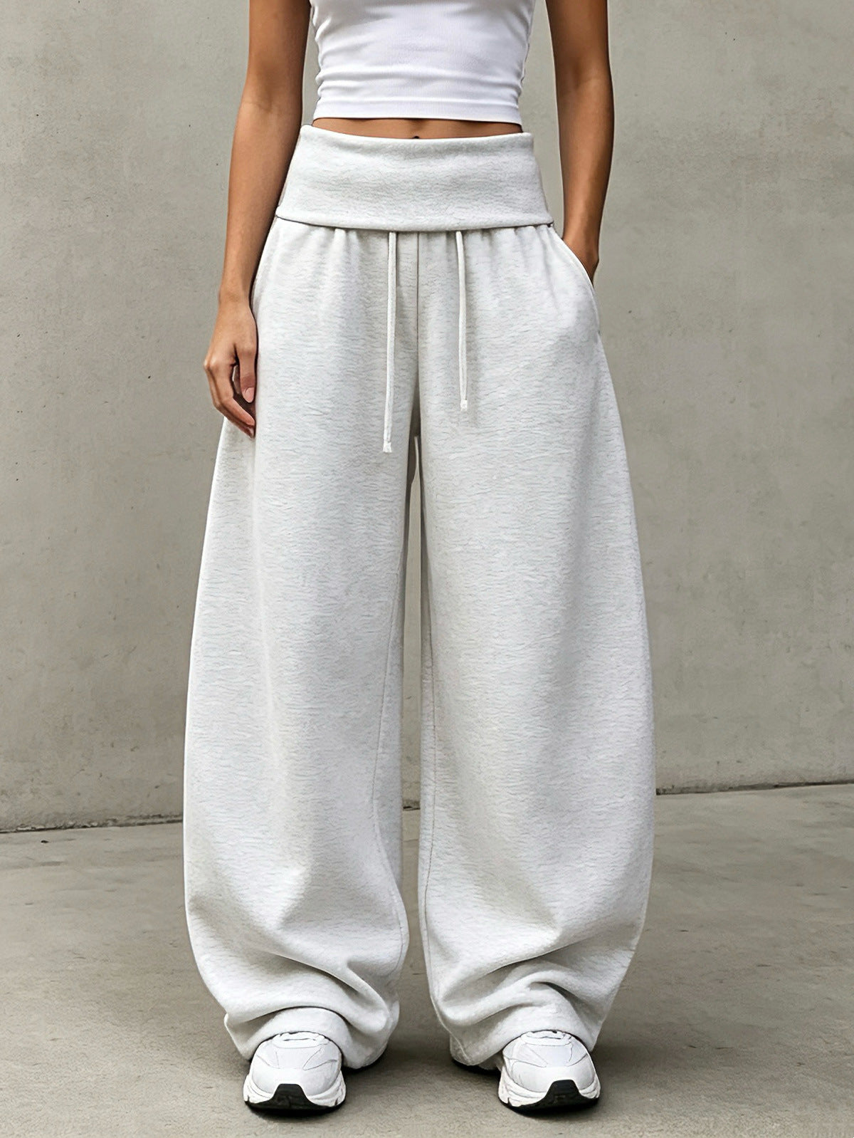 Women's High Waist Foldover Wide Leg Sweatpants
