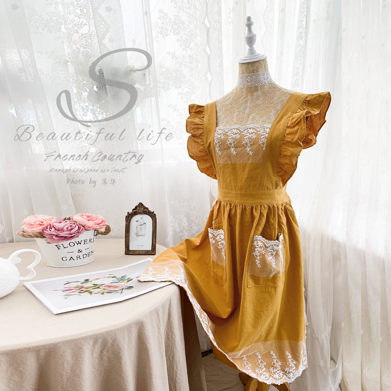 [Mother's Day gift] Cotton Apron 🌸100% cotton floral pattern, full-coverage gardening apron, suitable for flower shops and home use
