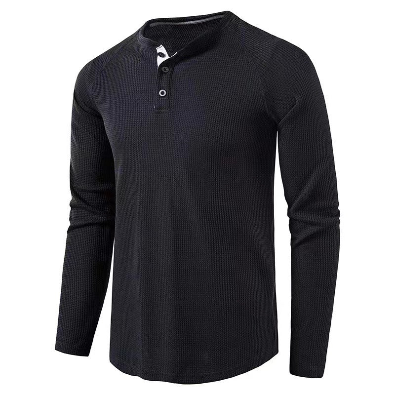 Men's Textured Henley Long Sleeve Shirt
