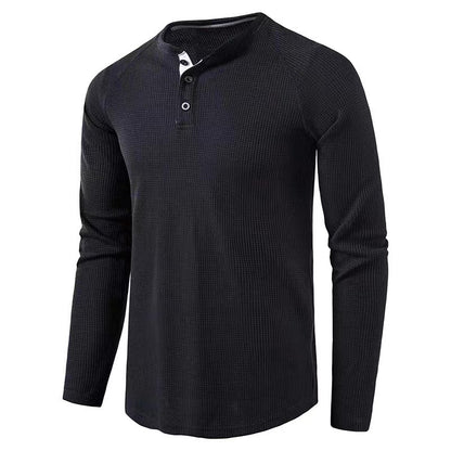 Men's Textured Henley Long Sleeve Shirt
