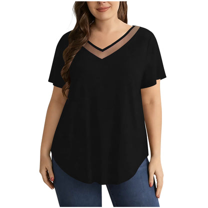 Women's Plus Size  Lace Splicing Fashion T-Shirt