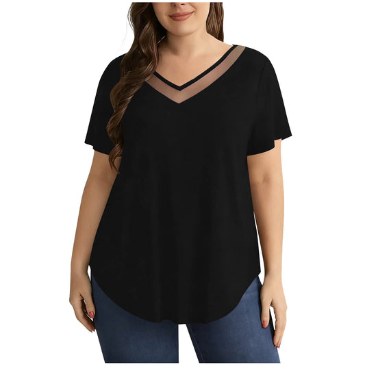 Women's Plus Size  Lace Splicing Fashion T-Shirt