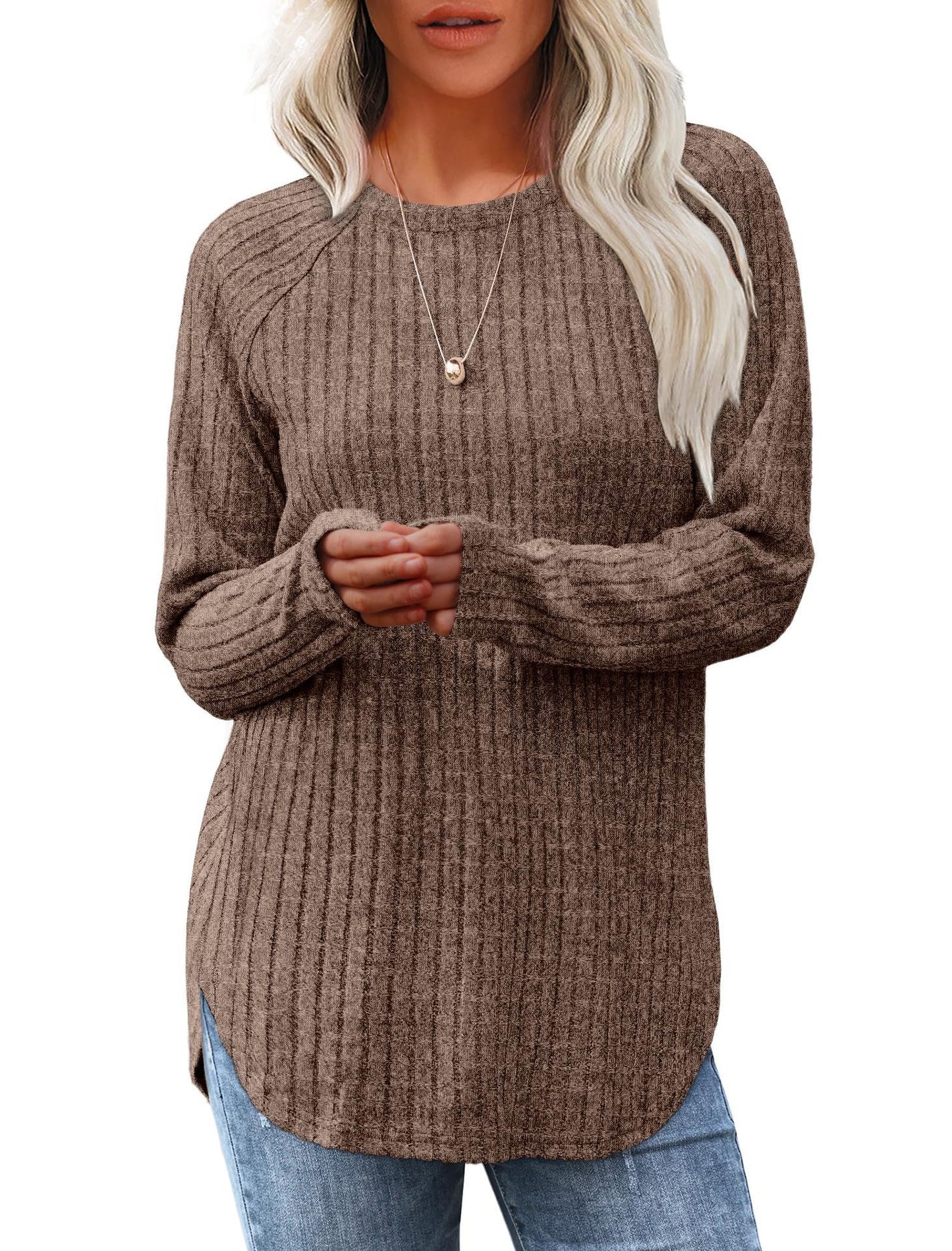 Women's Ribbed Knit Long Sleeve Top