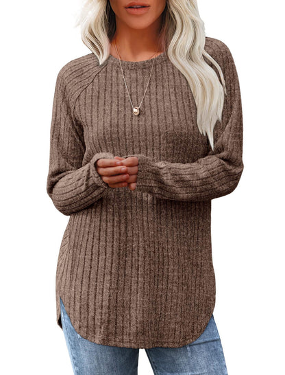 Women's Ribbed Knit Long Sleeve Top