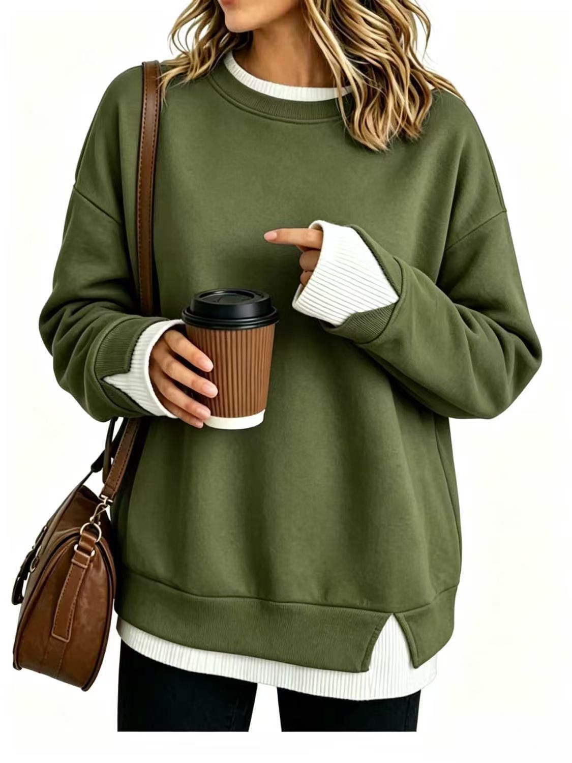 Women's Comfortable Layered-Look Crewneck Sweatshirt