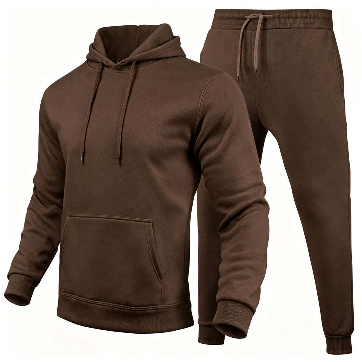 Men's Solid Color Casual Hoodie and Jogger Pants Set