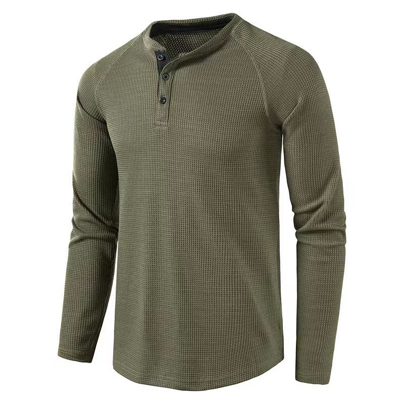 Men's Textured Henley Long Sleeve Shirt