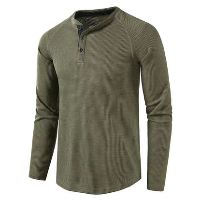 Men's Textured Henley Long Sleeve Shirt