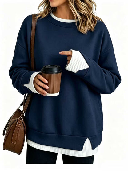 Women's Comfortable Layered-Look Crewneck Sweatshirt