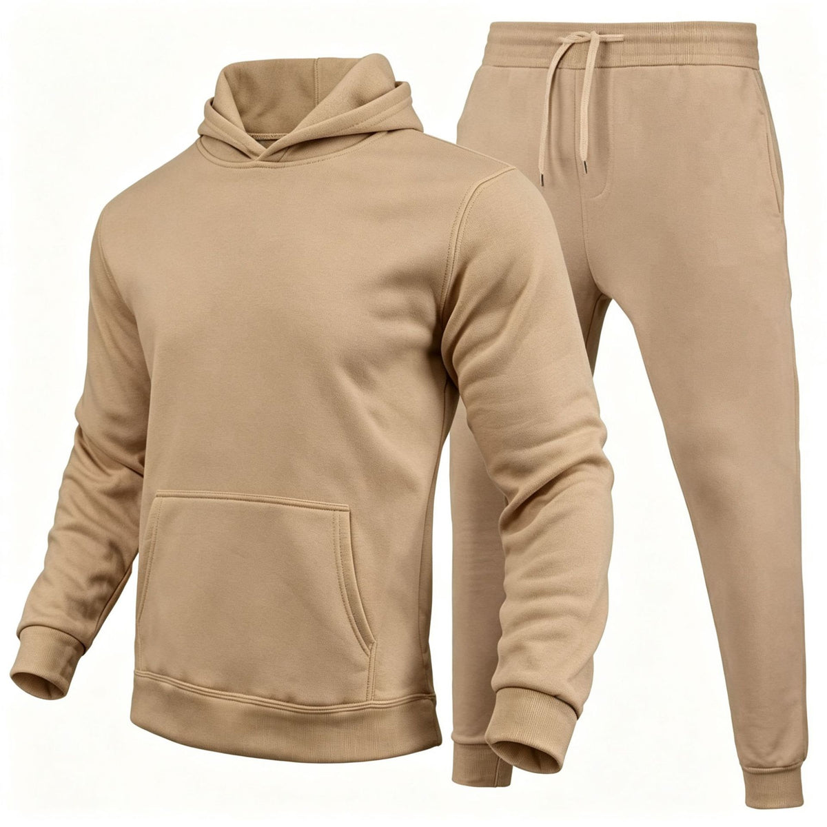 Men's Solid Color Casual Hoodie and Jogger Pants Set