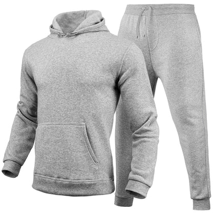 Men's Solid Color Casual Hoodie and Jogger Pants Set
