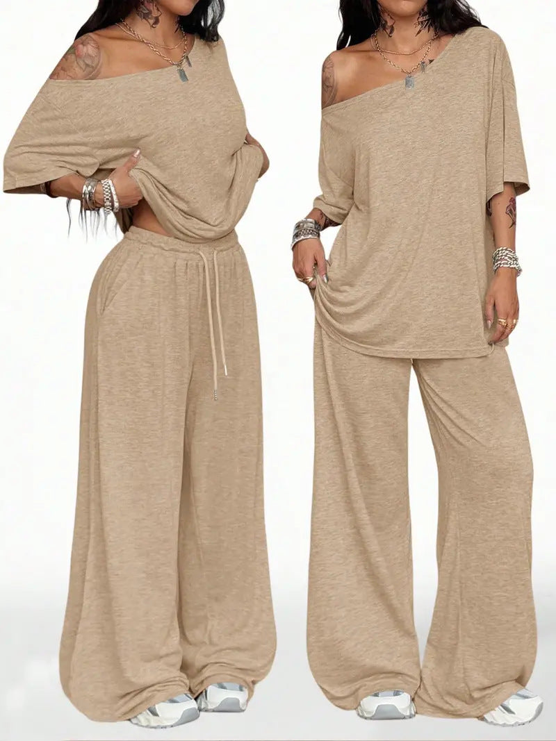 Women’s Relaxed Off-Shoulder 2-Piece Set