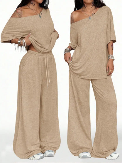 Women’s Relaxed Off-Shoulder 2-Piece Set