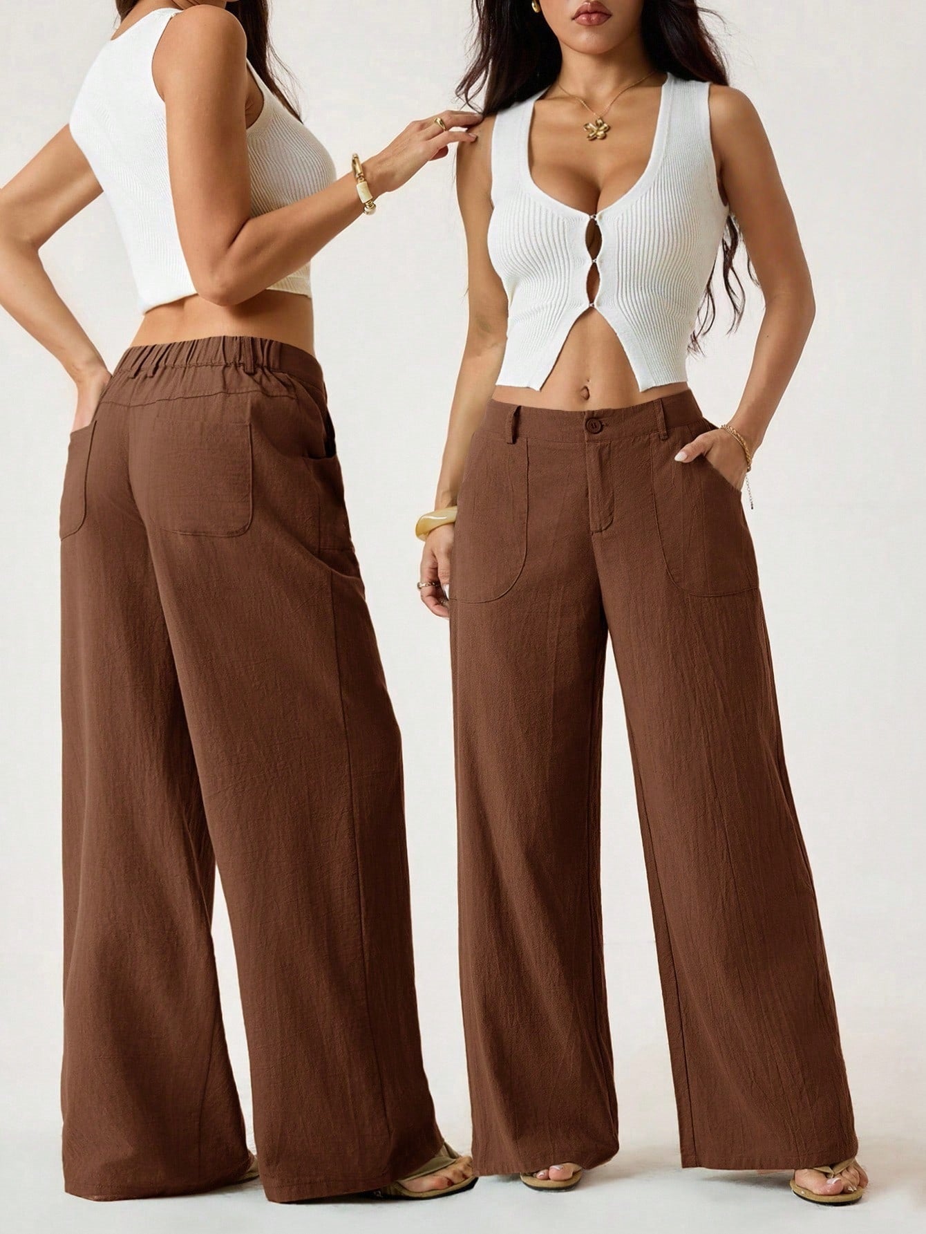 Women’s Linen Palazzo Pants with Pockets