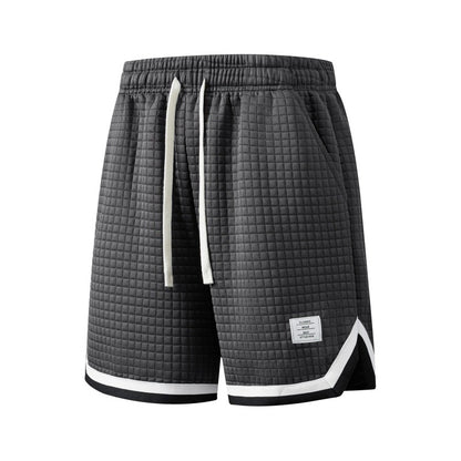 Men's Plus Size Waffle Grid Knit Shorts with Trim Detail