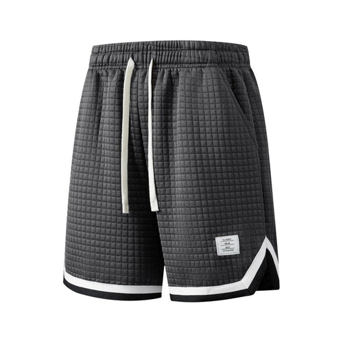 Men's Plus Size Waffle Grid Knit Shorts with Trim Detail