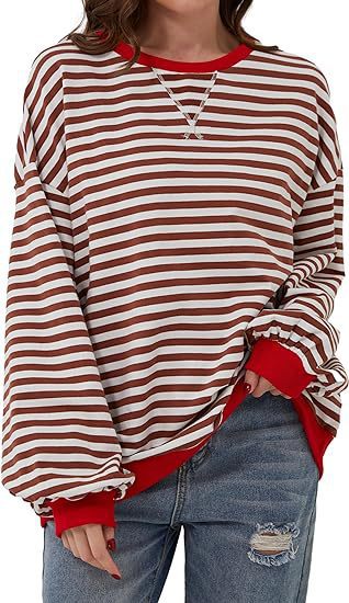 Cozy Colorblock Striped Crewneck Sweatshirt