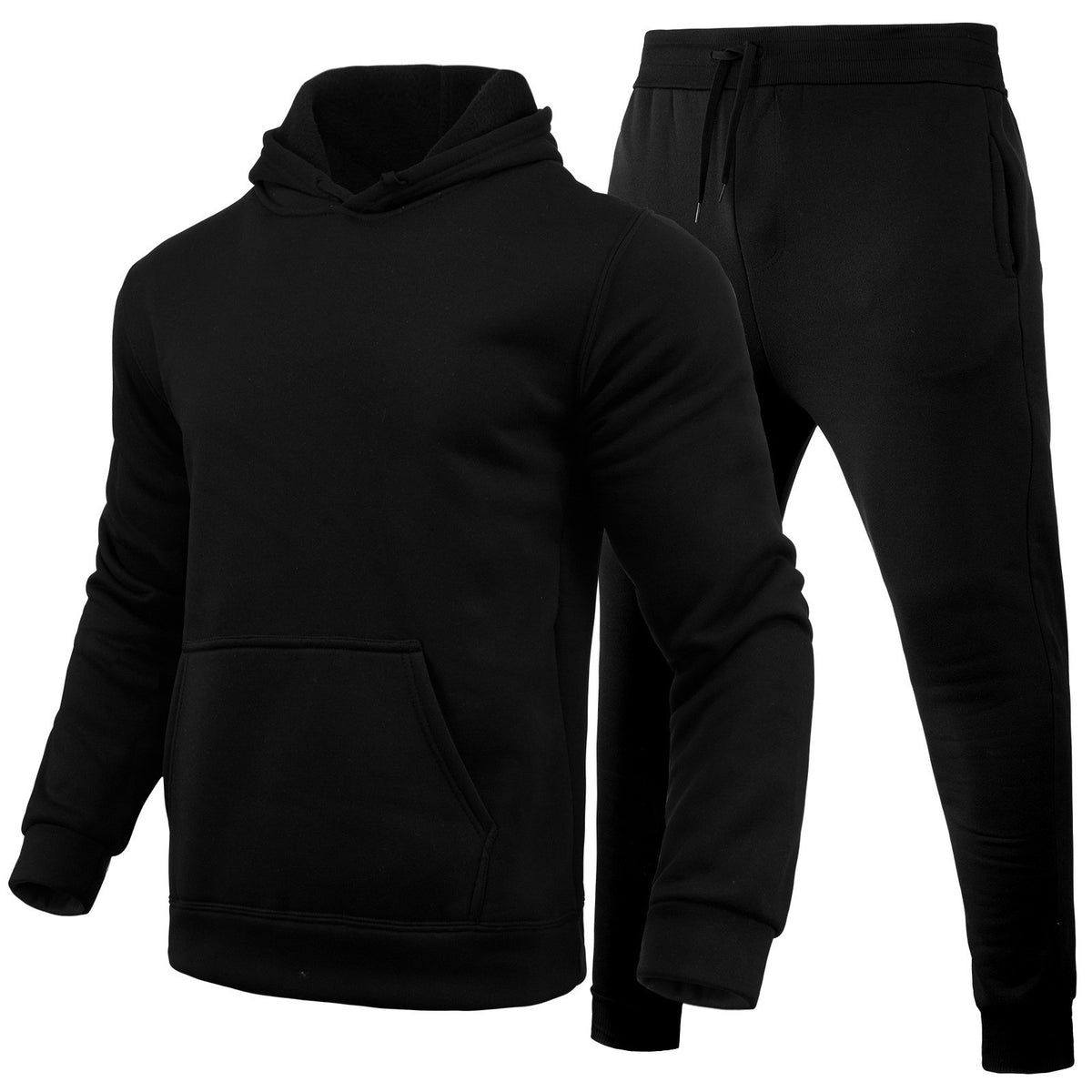 Men's Solid Color Casual Hoodie and Jogger Pants Set