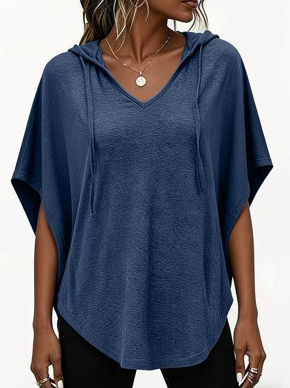 Women's Plus Size Elegant Solid Hooded T-Shirt