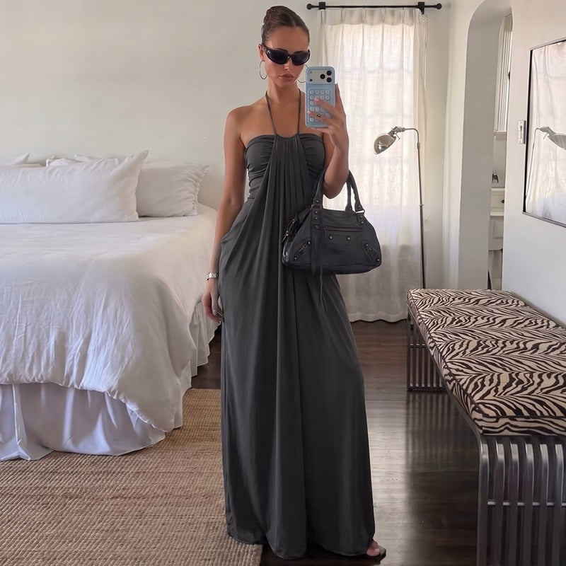 Convertible Halter Tie-Back Maxi Dress – Backless Resort & Evening Gown